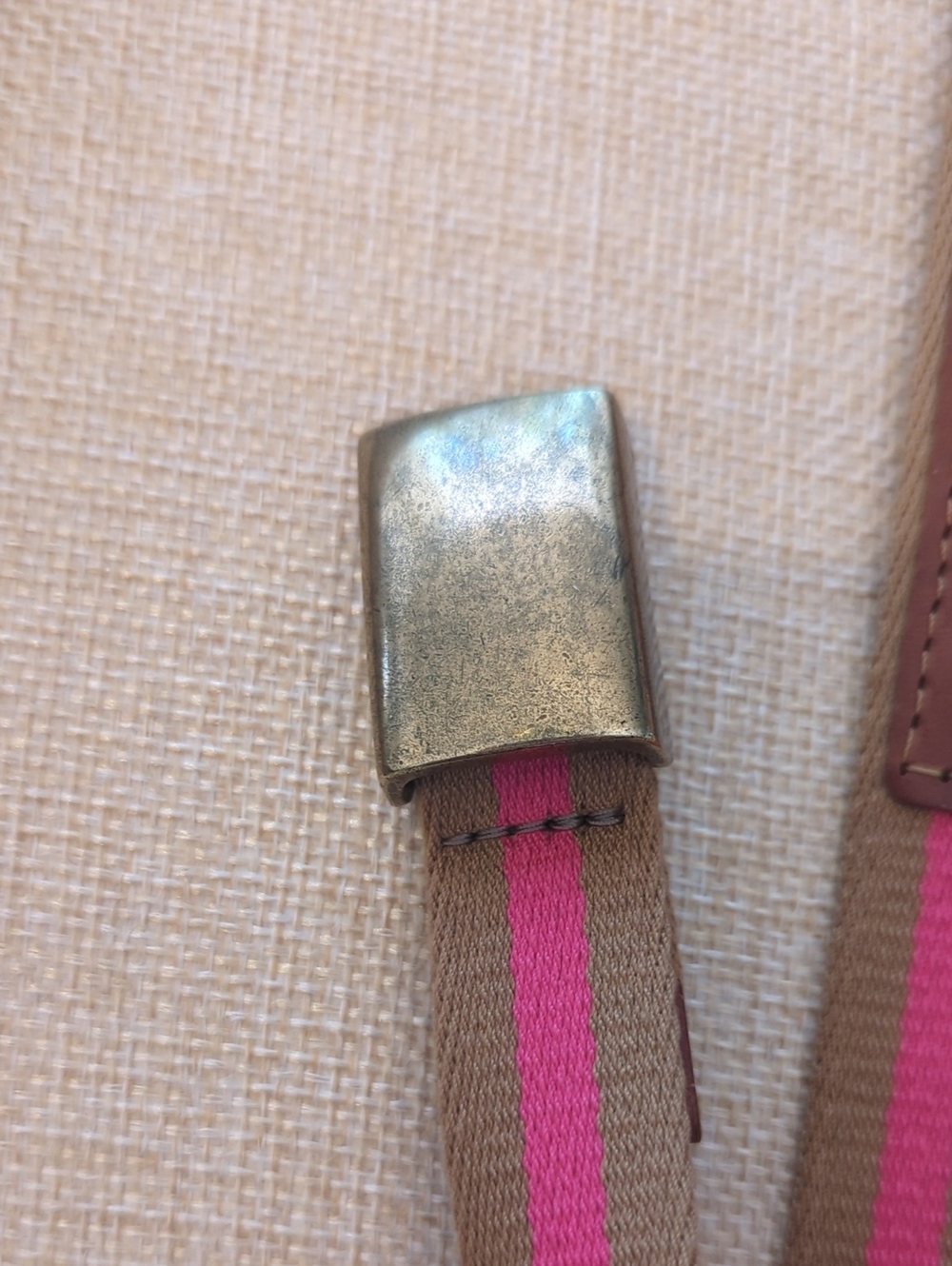 J Crew Skinny Belt Pink Brown Gold Square Buckle - Picture 8 of 11